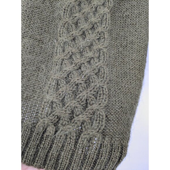 Vintage Chunky Cable Knit Cardigan Button Up Mohair Blend Textured Cottage Cozy - Picture 7 of 9